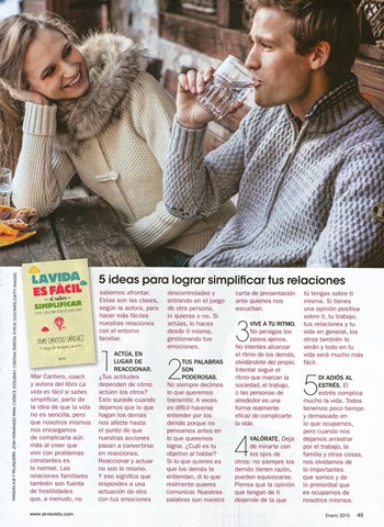 Revista Ana Rosa (AR), entrevista Mar Cantero Sánchez, La vida es fácil