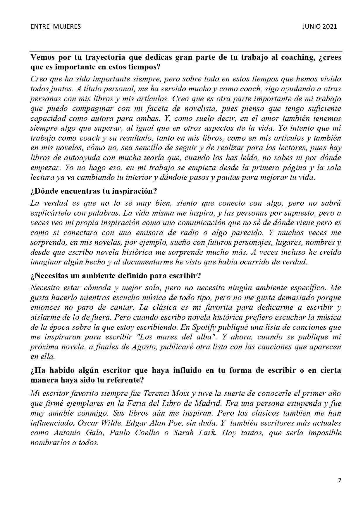 HALLAR EL BIENESTAR A TRAVÉS DE LA ESCRITURA, pag 2, INTEGRAL 5-2007, Mar Cantero Sánchez